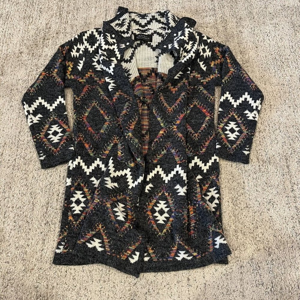 Montanaco The Montana Clothing Co Aztec Open Front Cardigan Sweater Xlarge